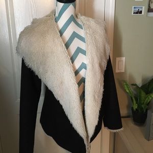 Faux Fur and Black Suede Jacket